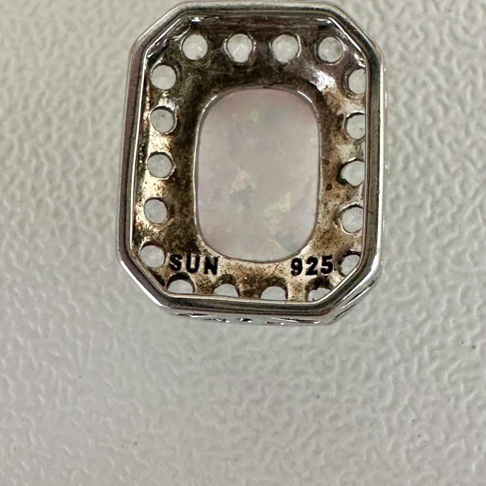 Lab Created White Opal Rectangle Shape Pendent 18… - image 7